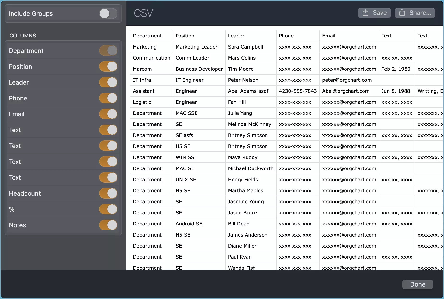 Export to CSV